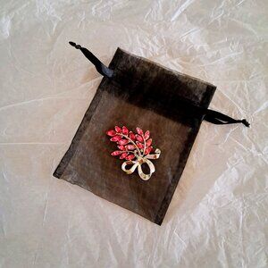 SOLD! Trifari Vintage Pink Rhinetone Silver Tone Floral Brooch Pat Pend